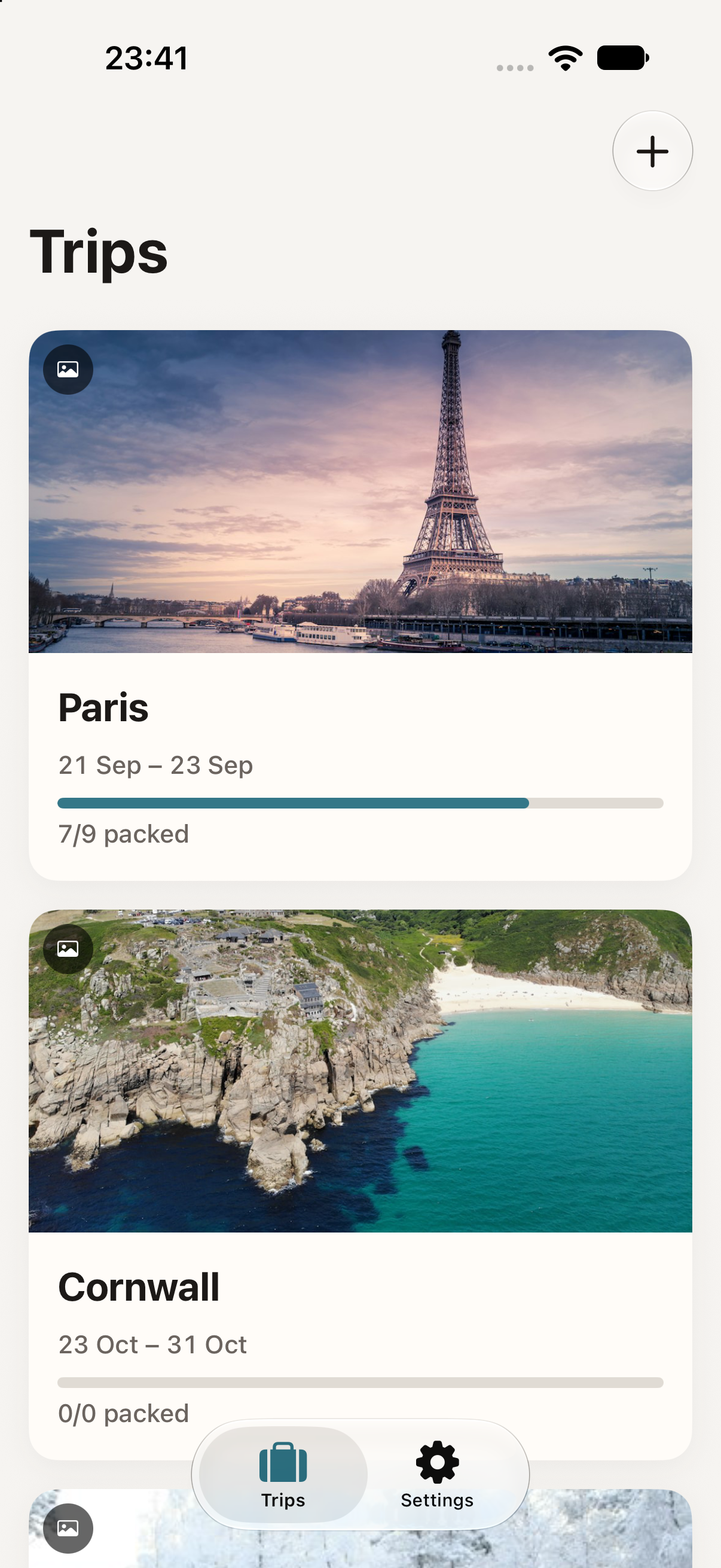 Packlet trips overview with Paris and Cornwall trips and packing progress